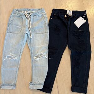 ONE TEASPOON - Light Blue and Black Distressed Jeans